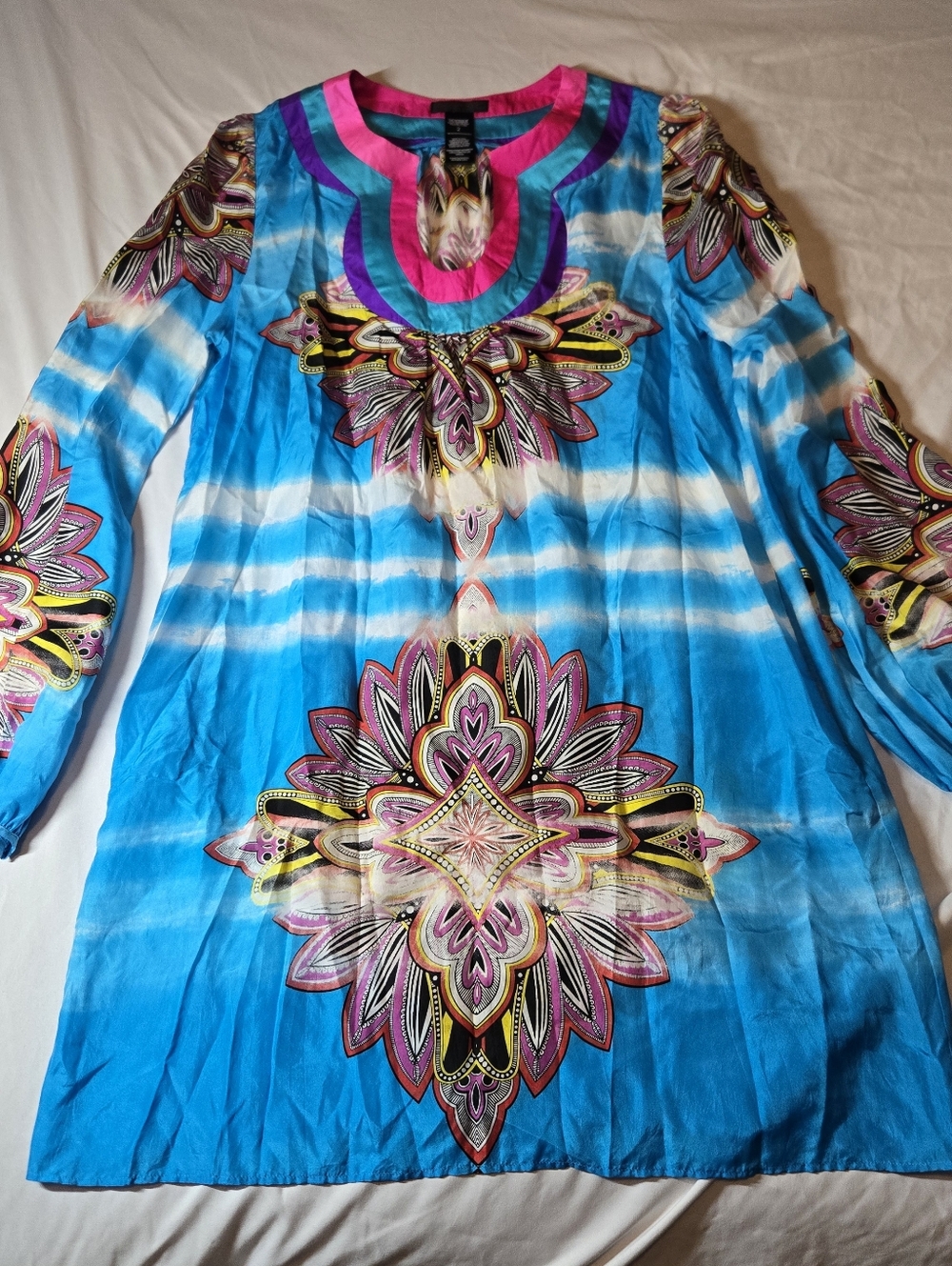 Custo Barcelona Silk Dress In Size 2 (Equiv To A 12 Or Large) Tropical Breezy